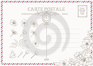 Vintage postcard background template. Vector illustration