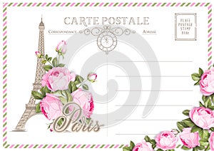 Vintage postcard background template. Vector illustration