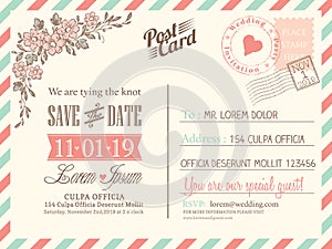 Vintage postcard background for wedding invitation