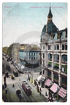 Vintage postcard. Berlin street. Germany