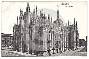 Vintage postcard. Milan Cathedral