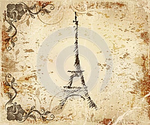 Vintage postcard Paris Eiffel Tower