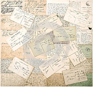 Vintage postcards. handwritten undefined texts