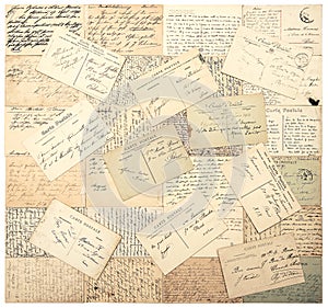 Vintage postcards. handwritten undefined texts