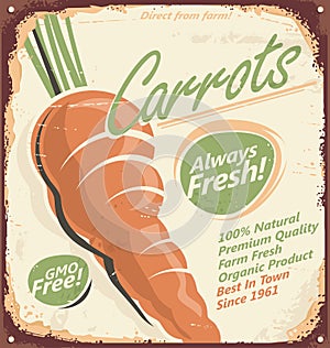 Vintage poster design with juicy carrot.