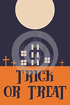 Vintage poster Halloween movie minimalism for flyer design. Horror old cinema. Layout template. Party decoration