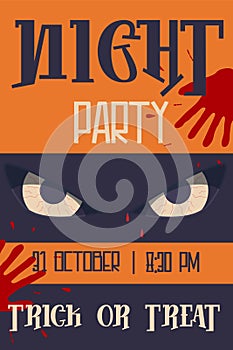 Vintage poster Halloween movie minimalism for flyer design. Horror old cinema. Layout template. Party decoration