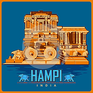 Vintage poster of Hampi in Karnataka famous monument of India