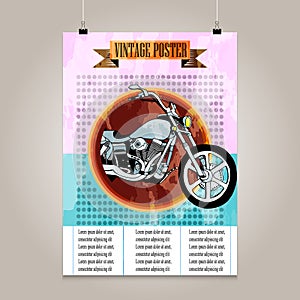 Vintage poster with high detail motorbike