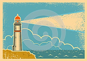 Vintage Poster with Lighthouse