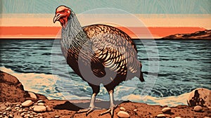 Vintage Poster Style: Turkey Standing By Brackish Water