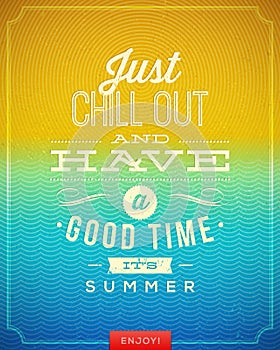 Vintage poster with summer vacation quote