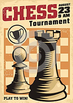 Vintage poster template for chess tournament