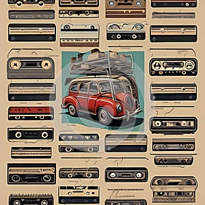 vintage poster vintage radio cassette tapes