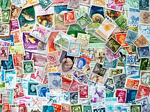 Vintage postmarks, stamp collecting. The hobby and philately concept.