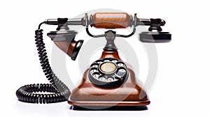 Vintage Precisionism Telephone On White Background