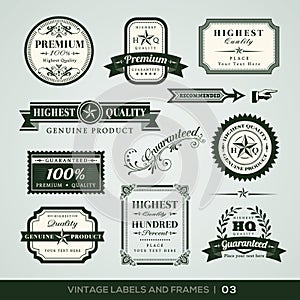 Vintage Premium Quality and Guarantee Labels and Frames