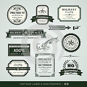 Vintage Premium Quality and Guarantee Labels and Frames photo