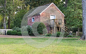 Vintage Property Garden House on plantation property. Wide angle front porch view