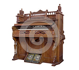 Vintage pump organ isolated.