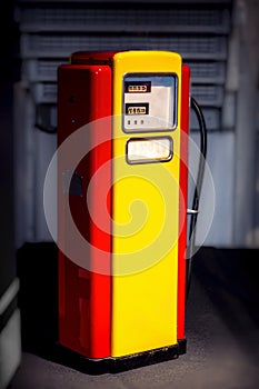 vintage pump petrol station vertical background copy space