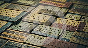 Vintage Punch Card Data Storage Technology Abstract