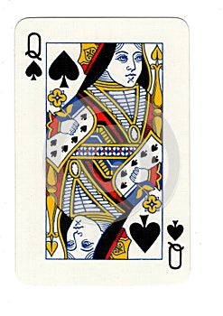 Vintage queen of spades playing card.