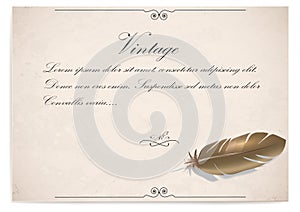 Vintage quill on old paper. vector illustration