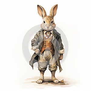 Vintage Rabbit Cartoon In Detailed Realism Suit photo