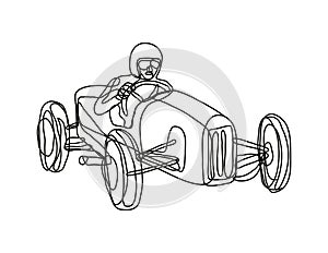 Vintage Race Car Driver Continuous line drawing