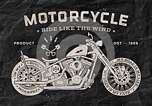 Vintage race motorcycle old school style. Black