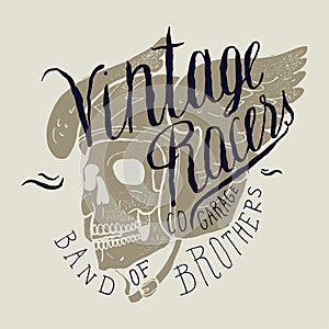 Vintage racers motorbike style print. tough print