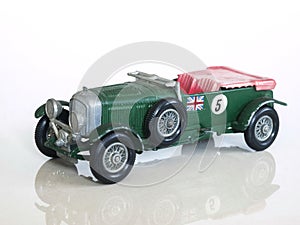 Vintage racing car toy / Bentley 4ÃÂ½ Litre British sports car toy model