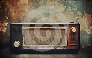 Vintage radio on abstract basckground.