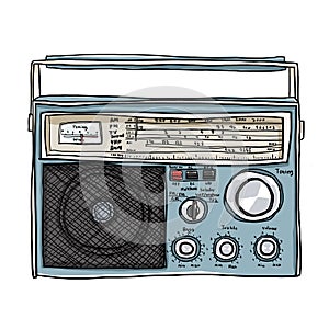 Vintage Radio Boombox cute art illustration