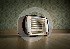 Vintage radio on the floor