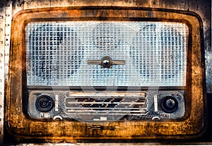 Vintage radio with a grunge texture