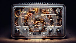 Vintage Radio with Intricate Inner Workings photo