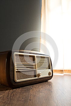 Vintage radio next to the window