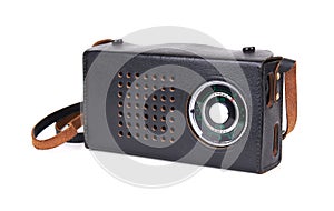 Vintage radio reciever on white photo