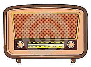 A vintage radio set vector or color illustration