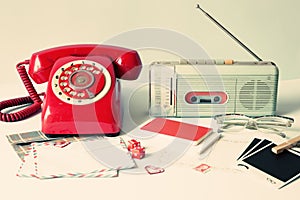 Vintage radio and telephone