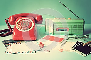 Vintage radio and telephone