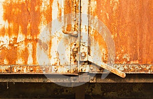 Vintage railroad container doors with rusty and old color.