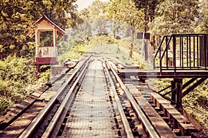 Vintage railroad tracks in thailand