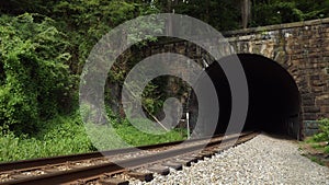 Vintage railroad tunnel and tracks