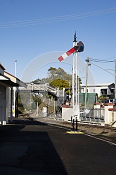 Vintage railway signals at Gympie railway station. photo