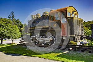 Vintage Railway Steam Engine on Tracks