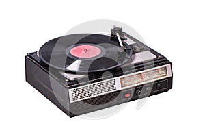 Vintage record player with radio tuner