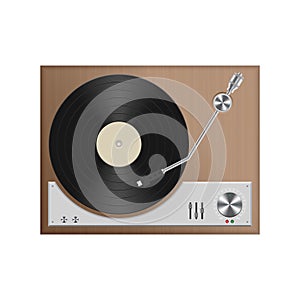 Vintage record player vector illustration isolated on white